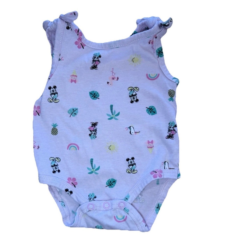 Disney Baby Minnie Mouse Tropical Print Sleeveless Bodysuit Pink 0-3 Months